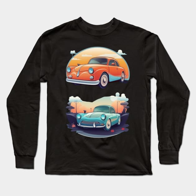 "Sunset Escapade: Cruising into the Horizon's Warm Embrace" Long Sleeve T-Shirt by abdellahyousra